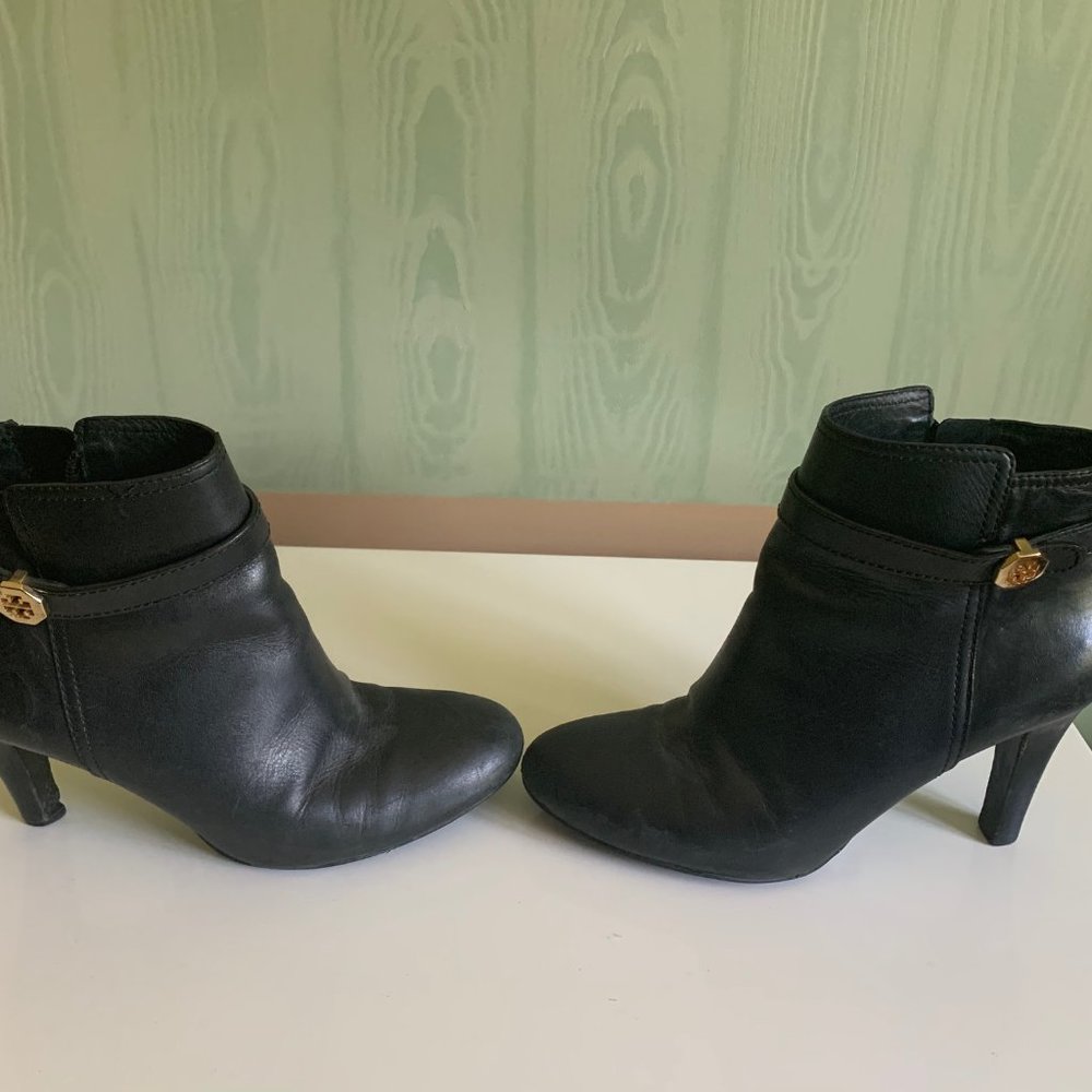 Tory Burch Black Leather Heeled Bootie